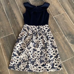 Super Cute navy and white fit and flare dress